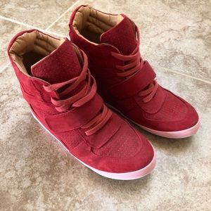 Red Inner Heeled Sneaker Boots